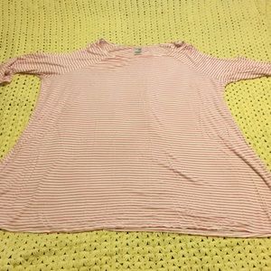 White with red strip Cold Shoulder Shirt